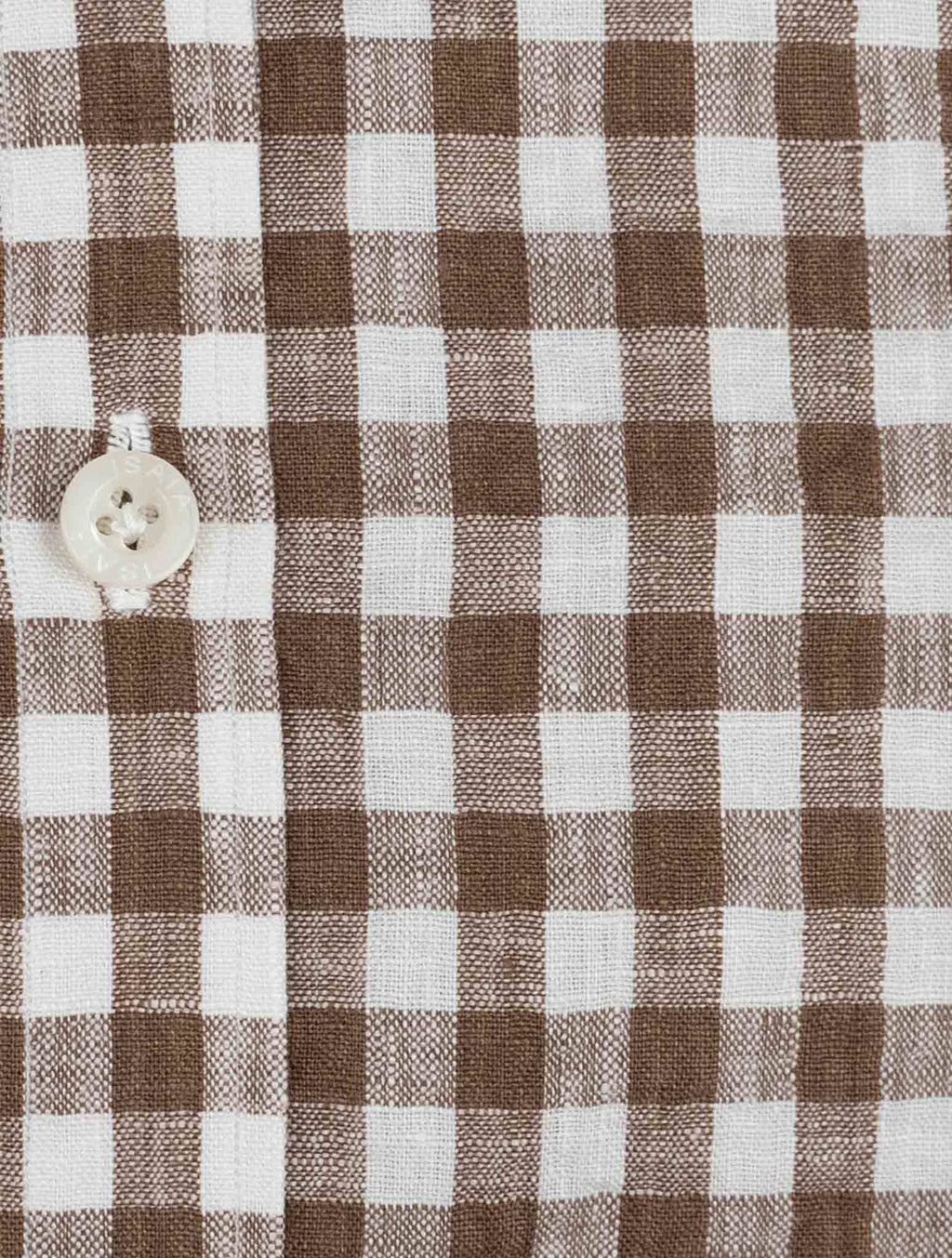Isaia Brown White Linen Shirt