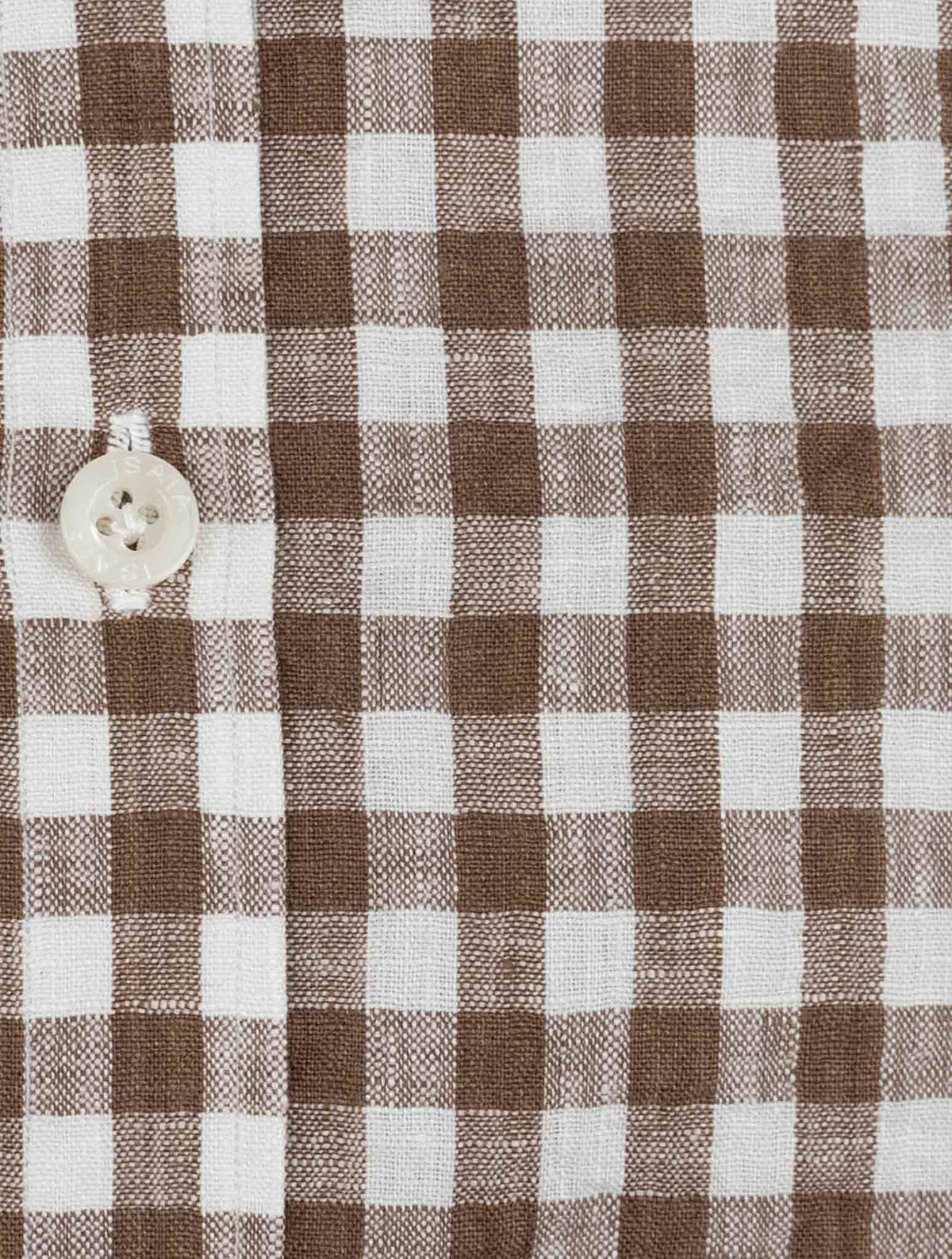 Isaia Brown White Linen Shirt