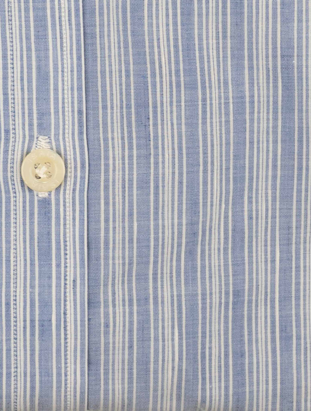 Isaia Light Blue White Cotton Linen Shirt