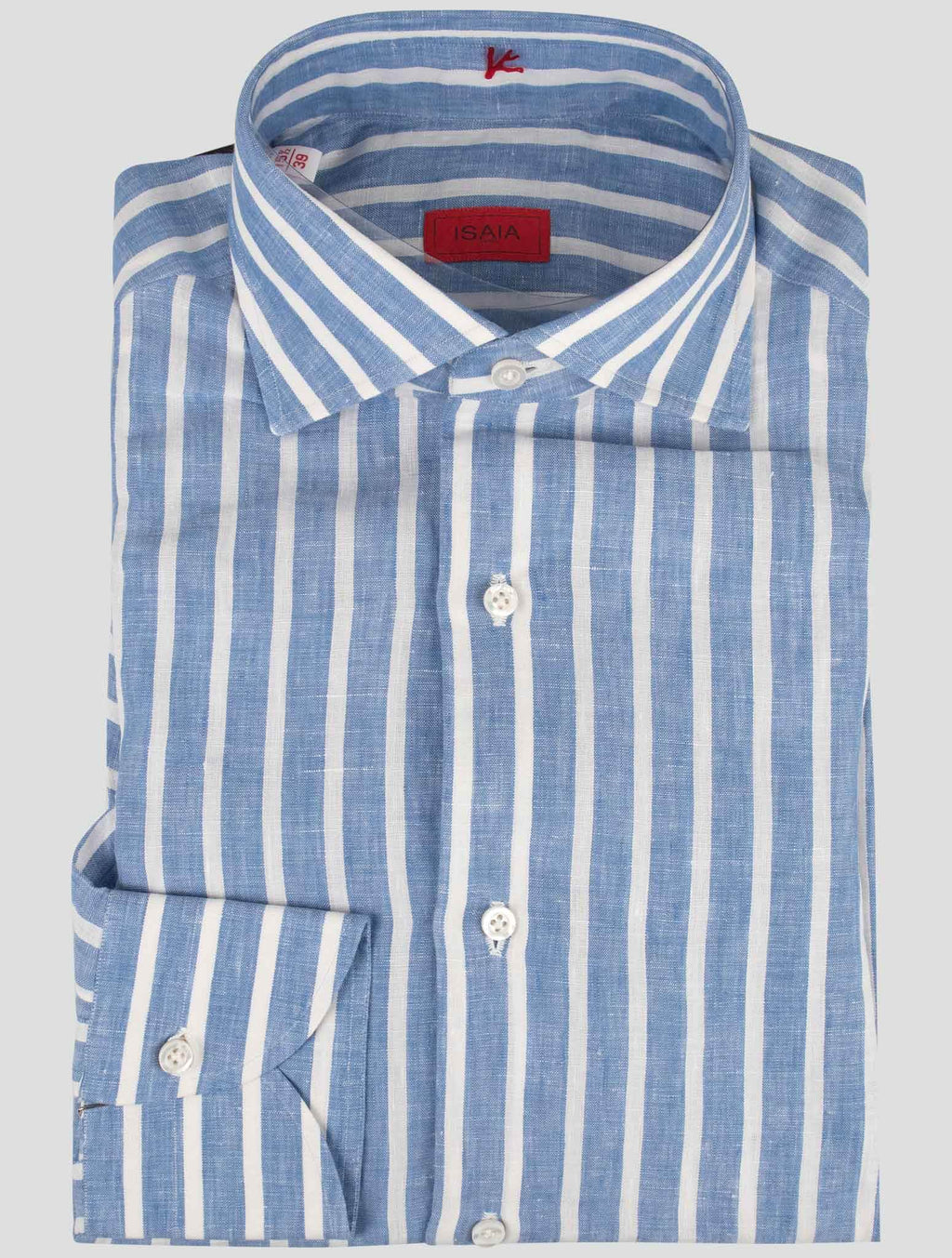 Isaia Blue White Cotton Shirt
