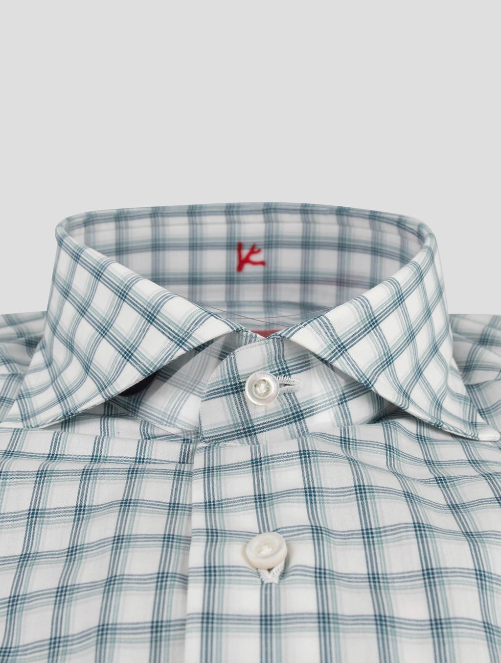 Isaia Isaia Green White Cotton Shirt Green / White 001