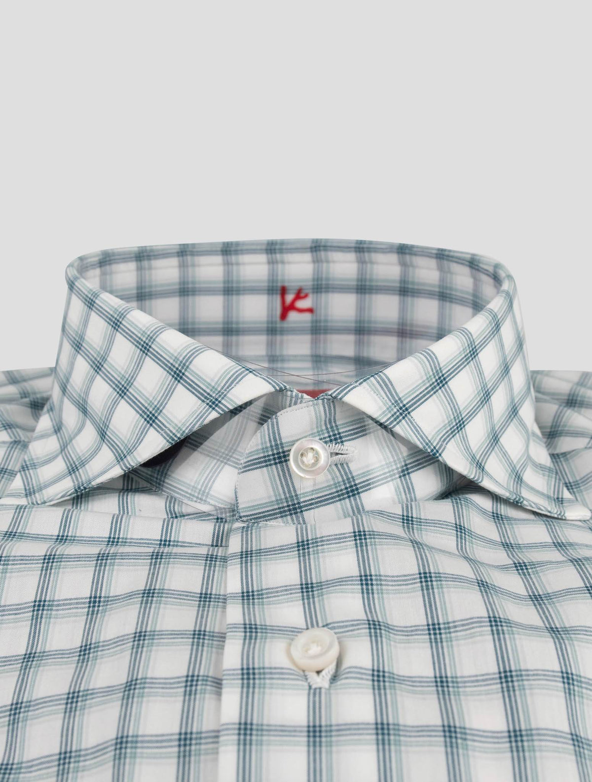 Isaia Isaia Green White Cotton Shirt Green / White 001
