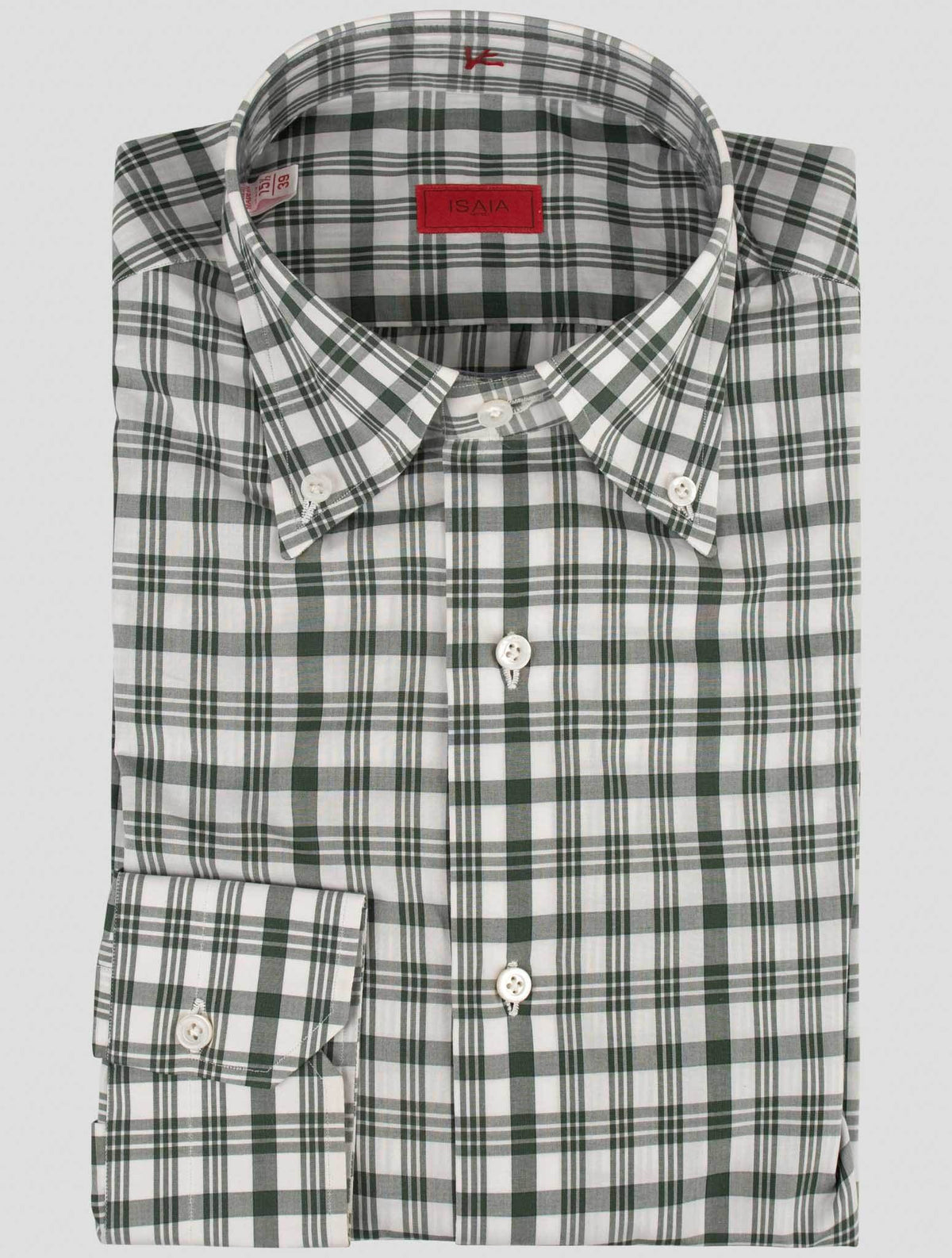 Isaia Isaia Green White Cotton Shirt Green / White 000