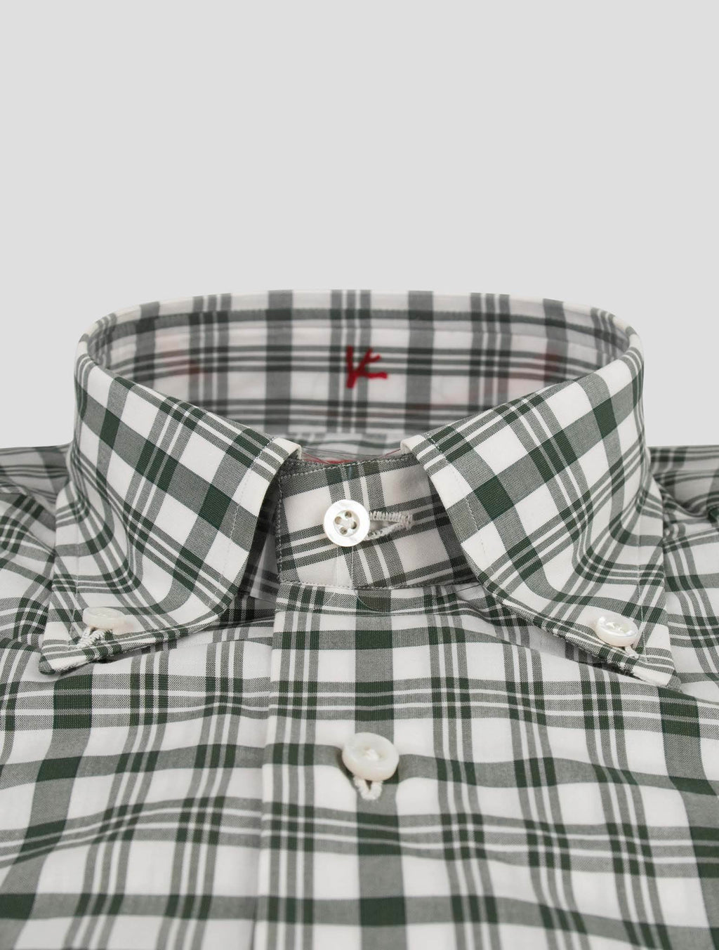 Isaia Isaia Green White Cotton Shirt Green / White 001