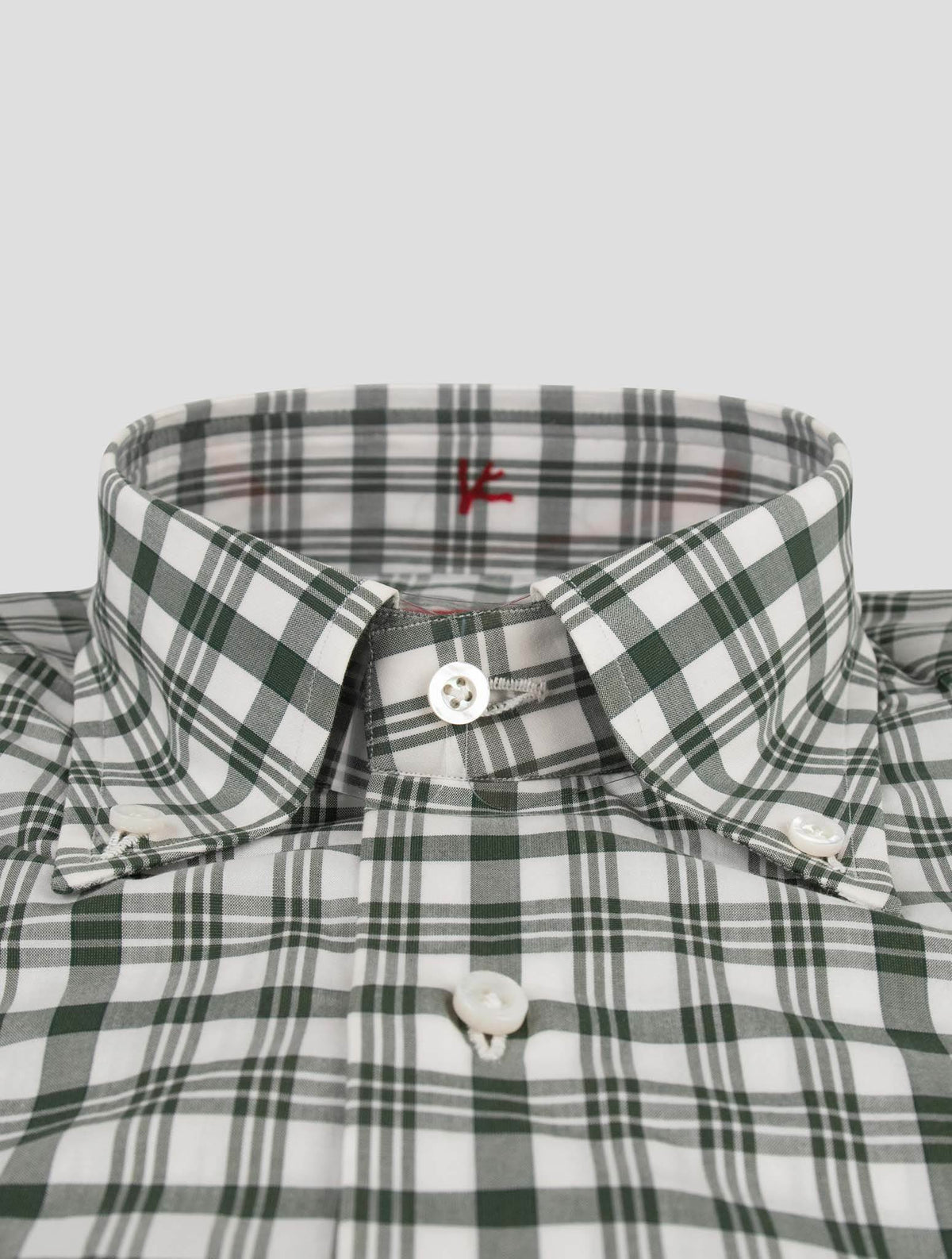 Isaia Isaia Green White Cotton Shirt Green / White 001