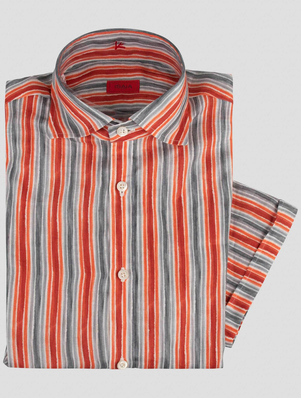 Isaia Multicolor Linen Short Sleeve Shirt
