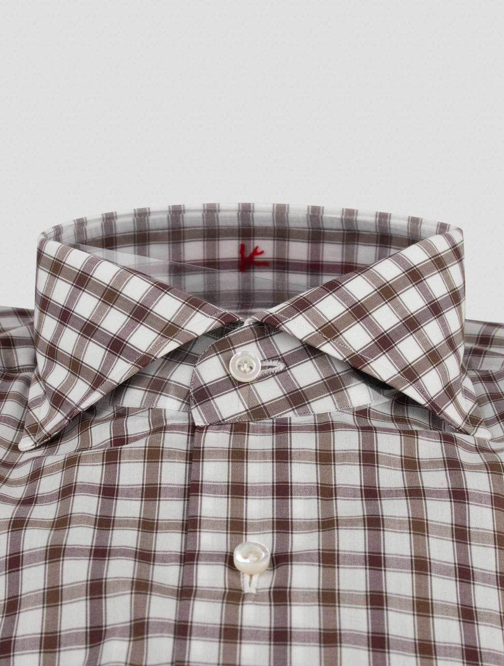 Isaia Isaia Brown White Cotton Shirt Brown / White 001