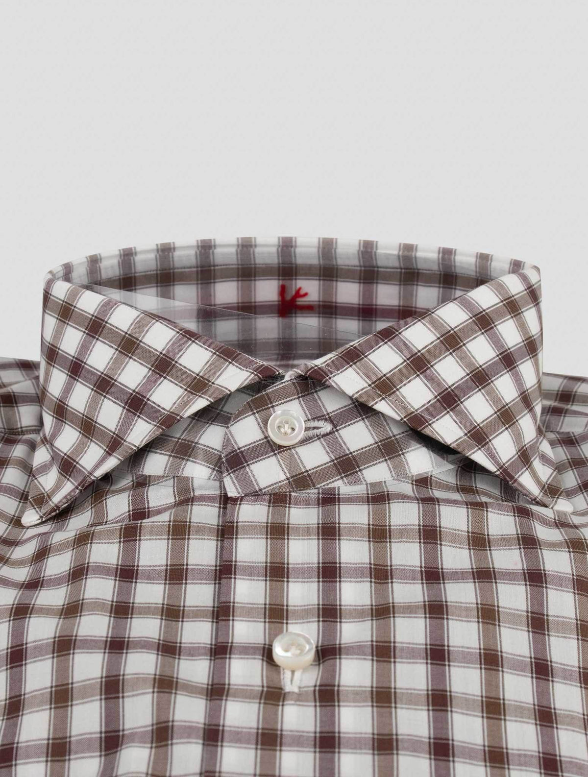 Isaia Isaia Brown White Cotton Shirt Brown / White 001