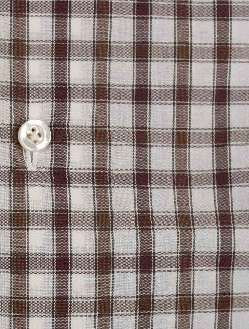 Isaia Brown White Cotton Shirt