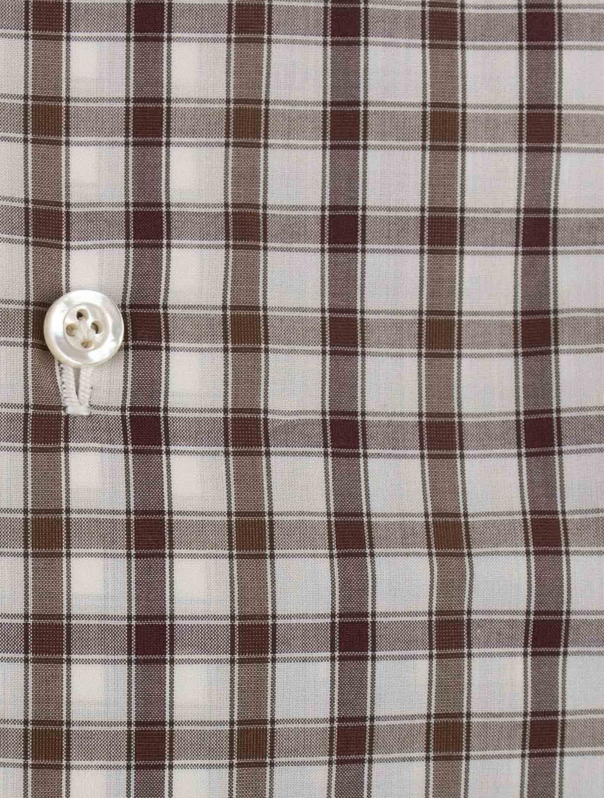 Isaia Brown White Cotton Shirt