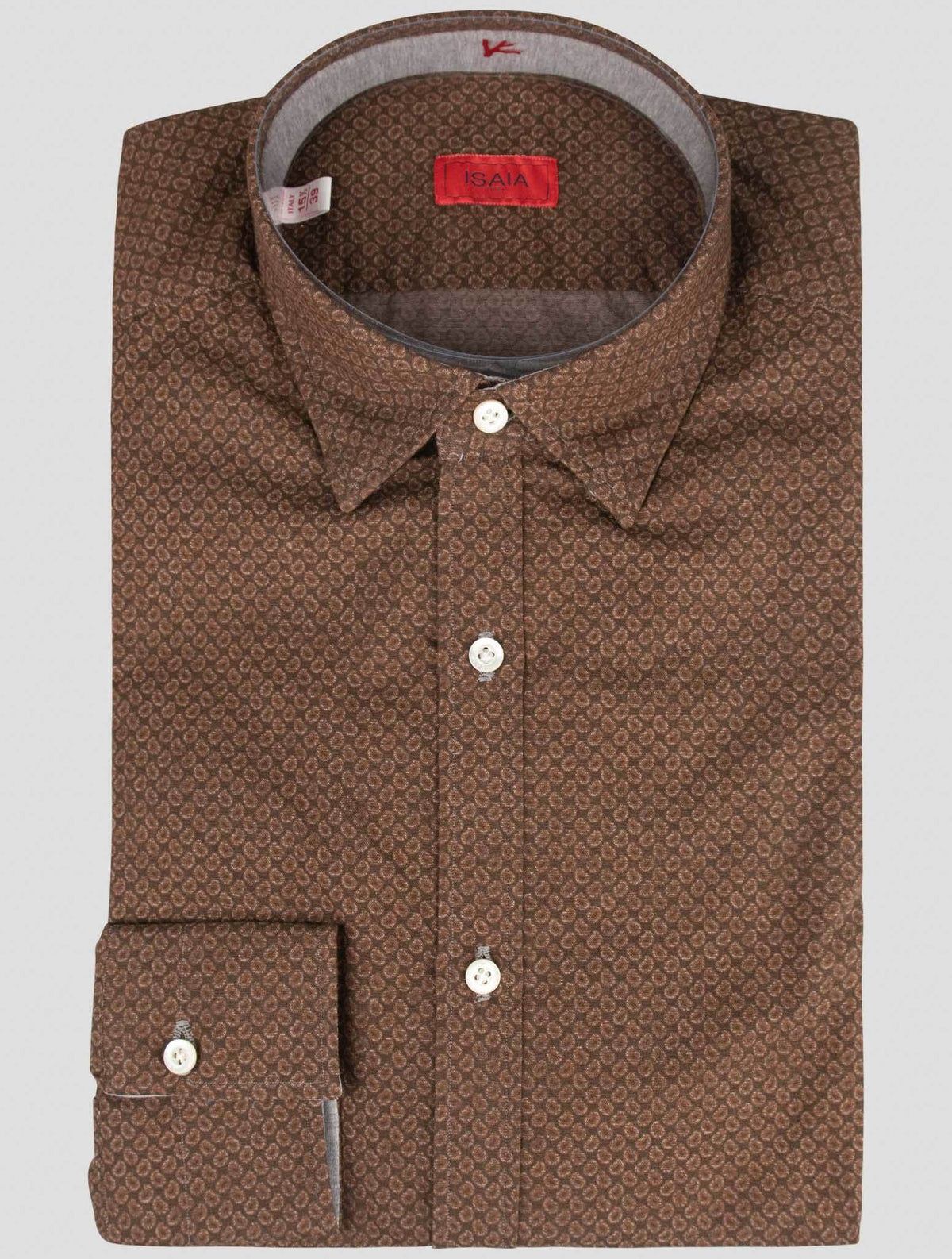 Isaia Brown Cotton Shirt