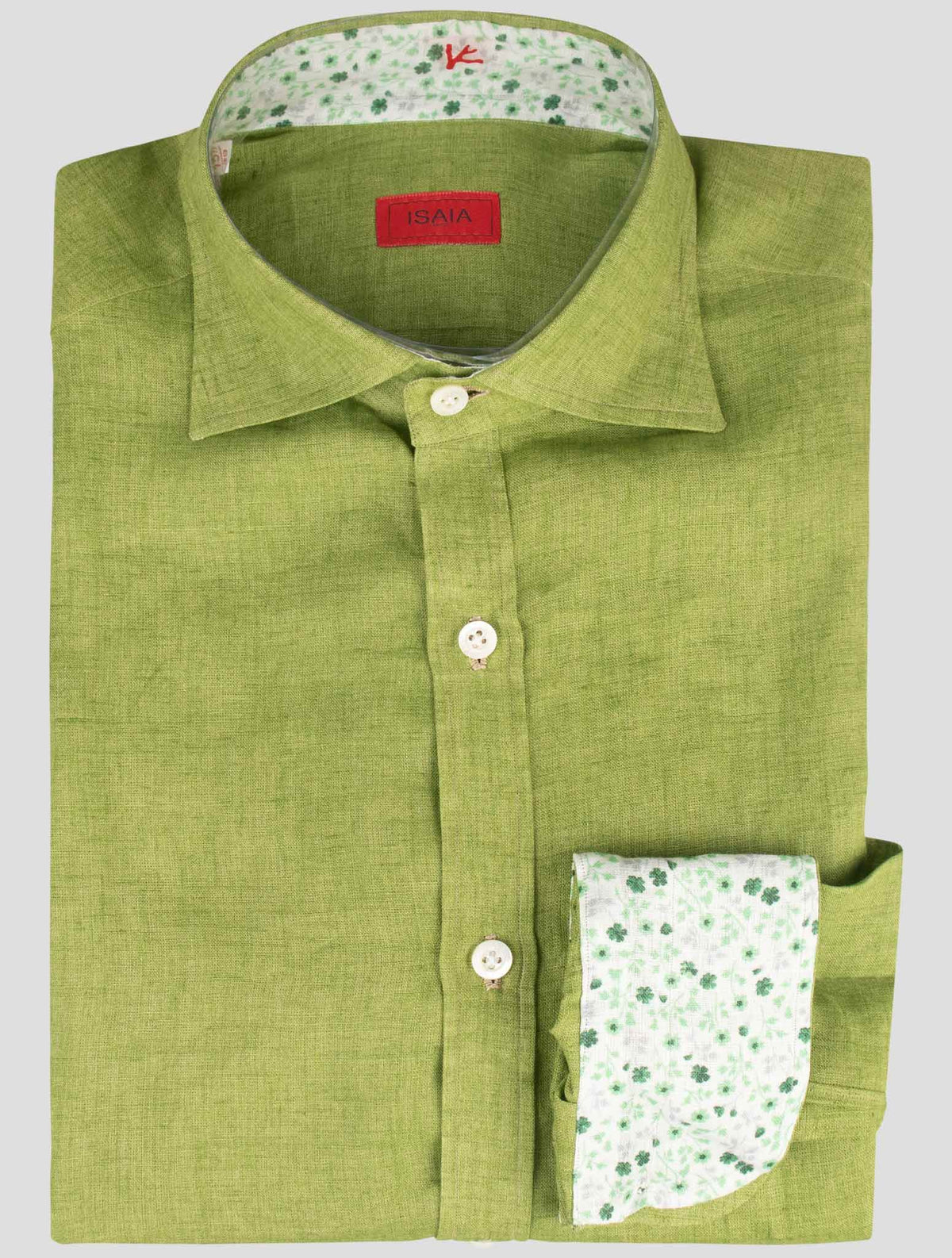 Isaia Green Linen Shirt