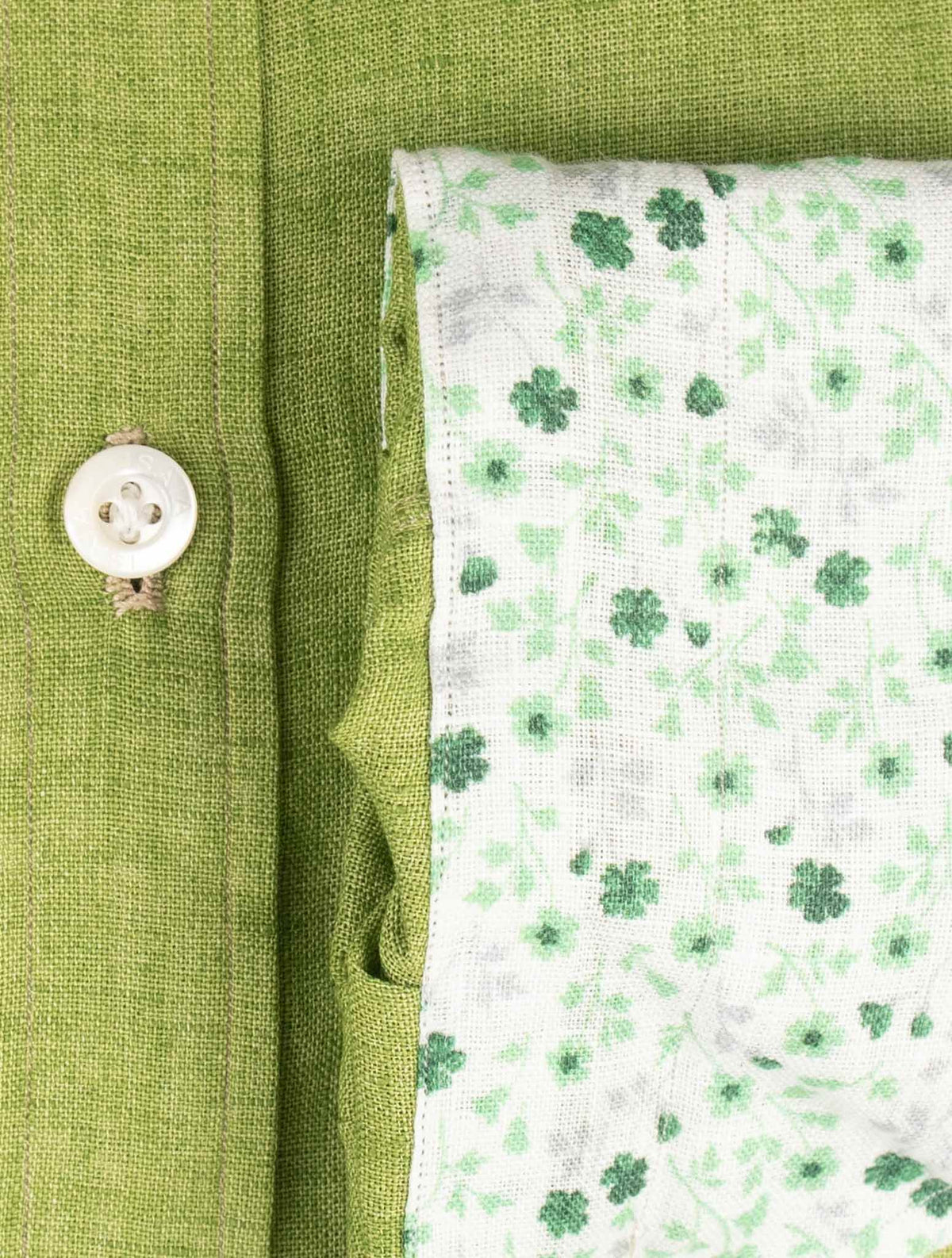 Isaia Green Linen Shirt