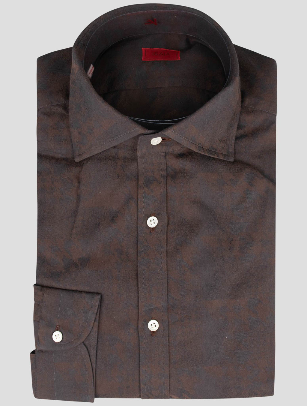 Isaia Brown Cotton Shirt