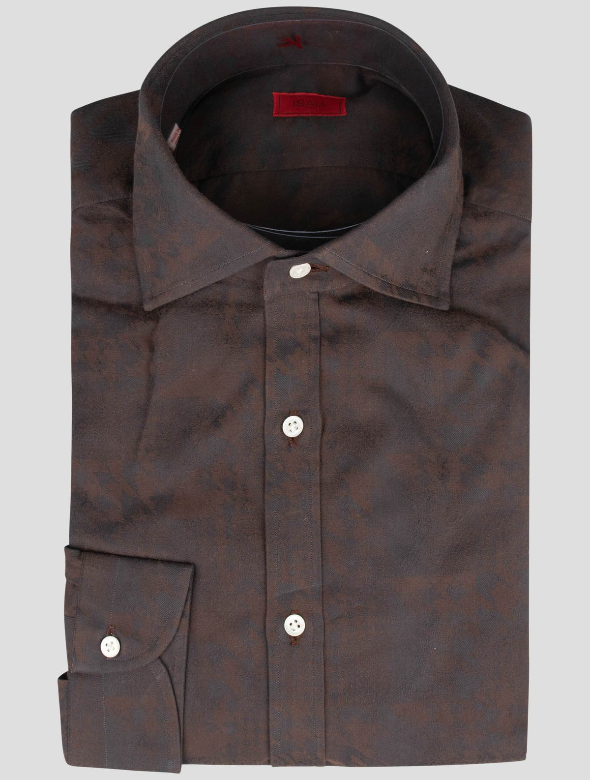 Isaia Brown Cotton Shirt