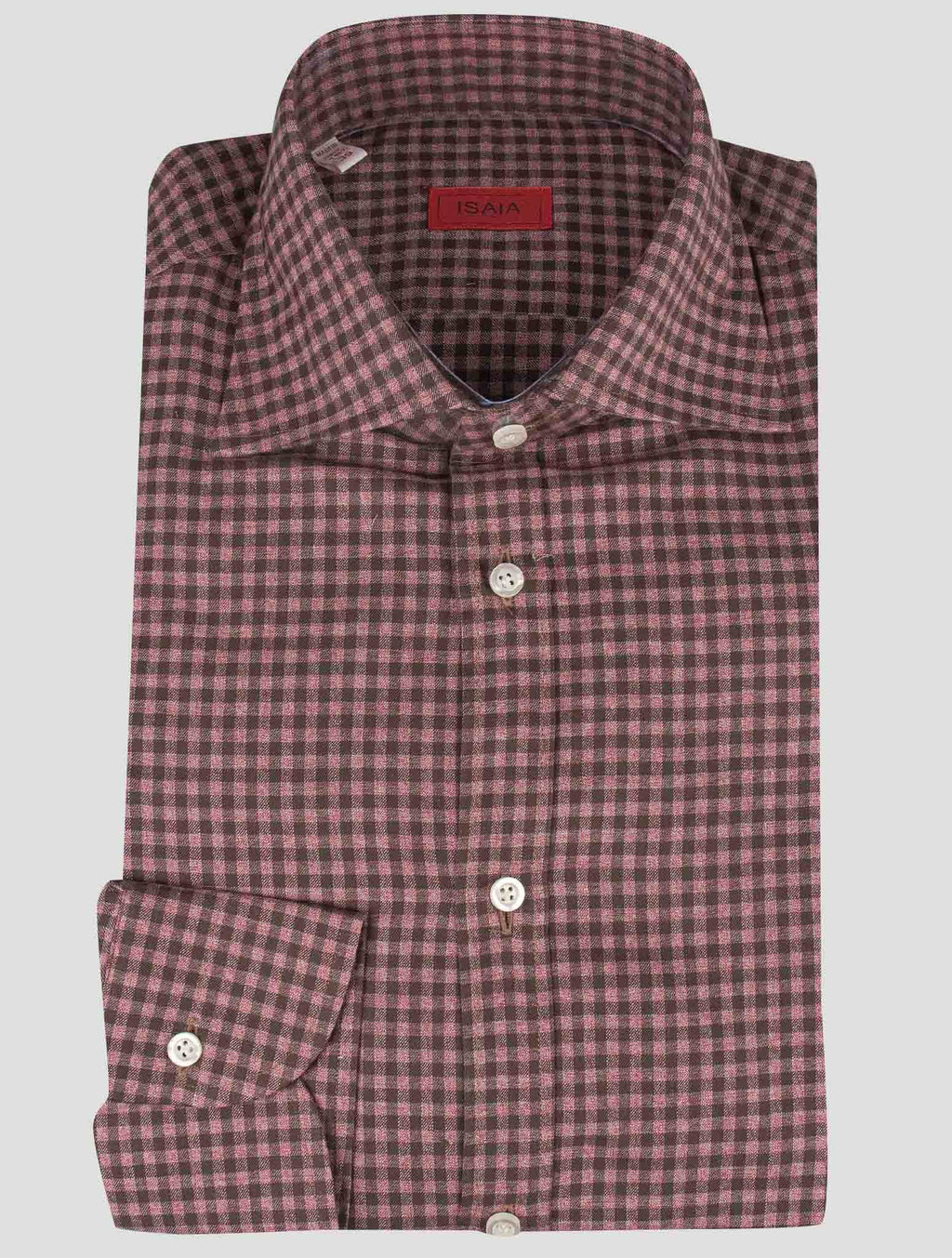 Isaia Isaia Brown Purple Cotton Shirt Purple / Brown 000
