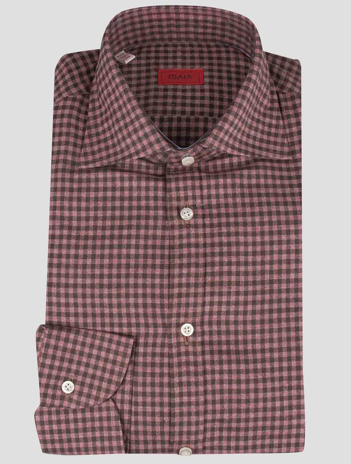 Isaia Isaia Brown Purple Cotton Shirt Purple / Brown 000