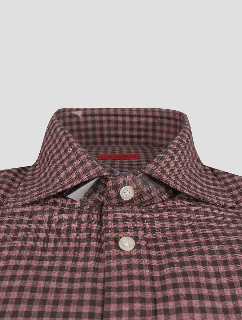 Isaia Isaia Brown Purple Cotton Shirt Purple / Brown 001