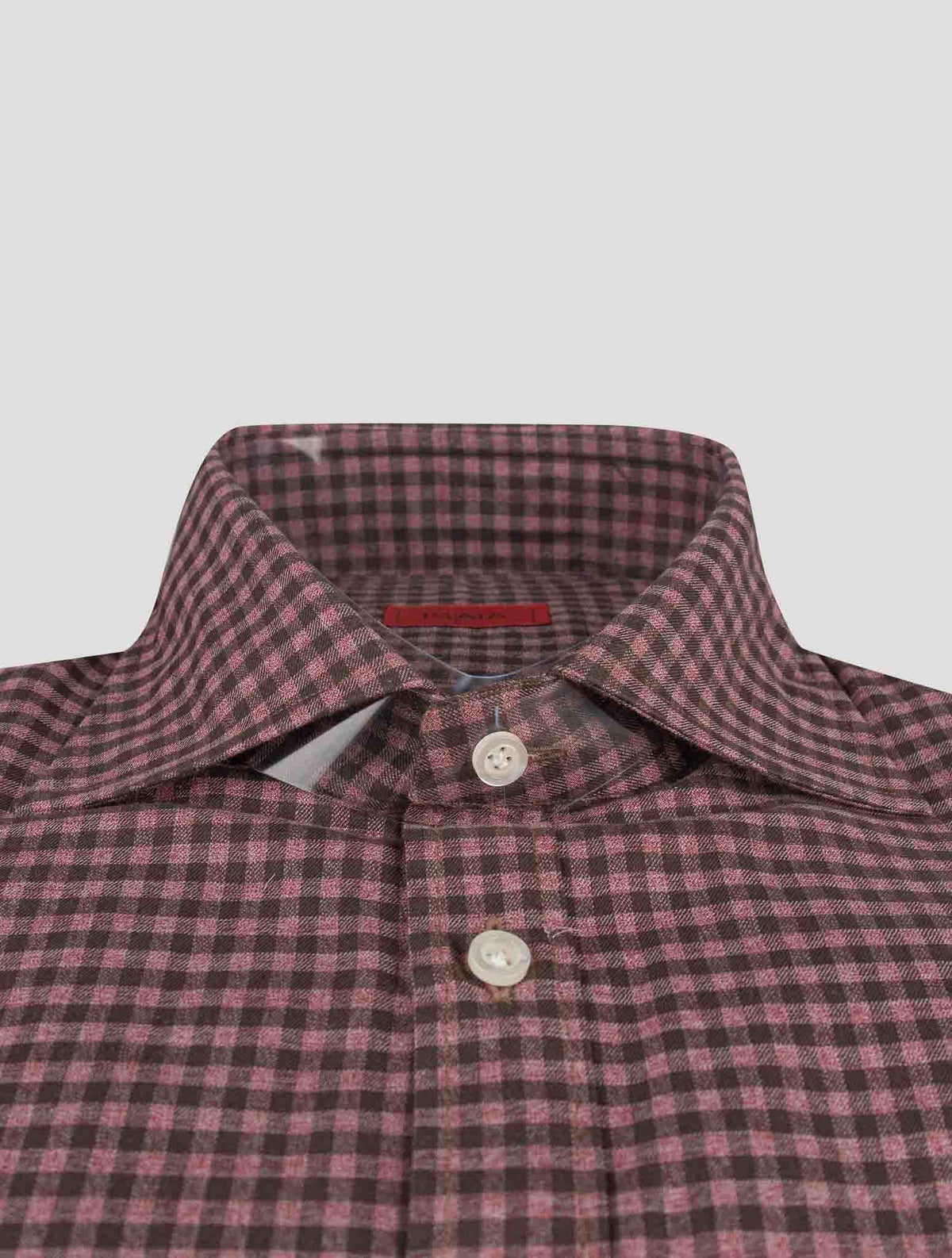 Isaia Isaia Brown Purple Cotton Shirt Purple / Brown 001