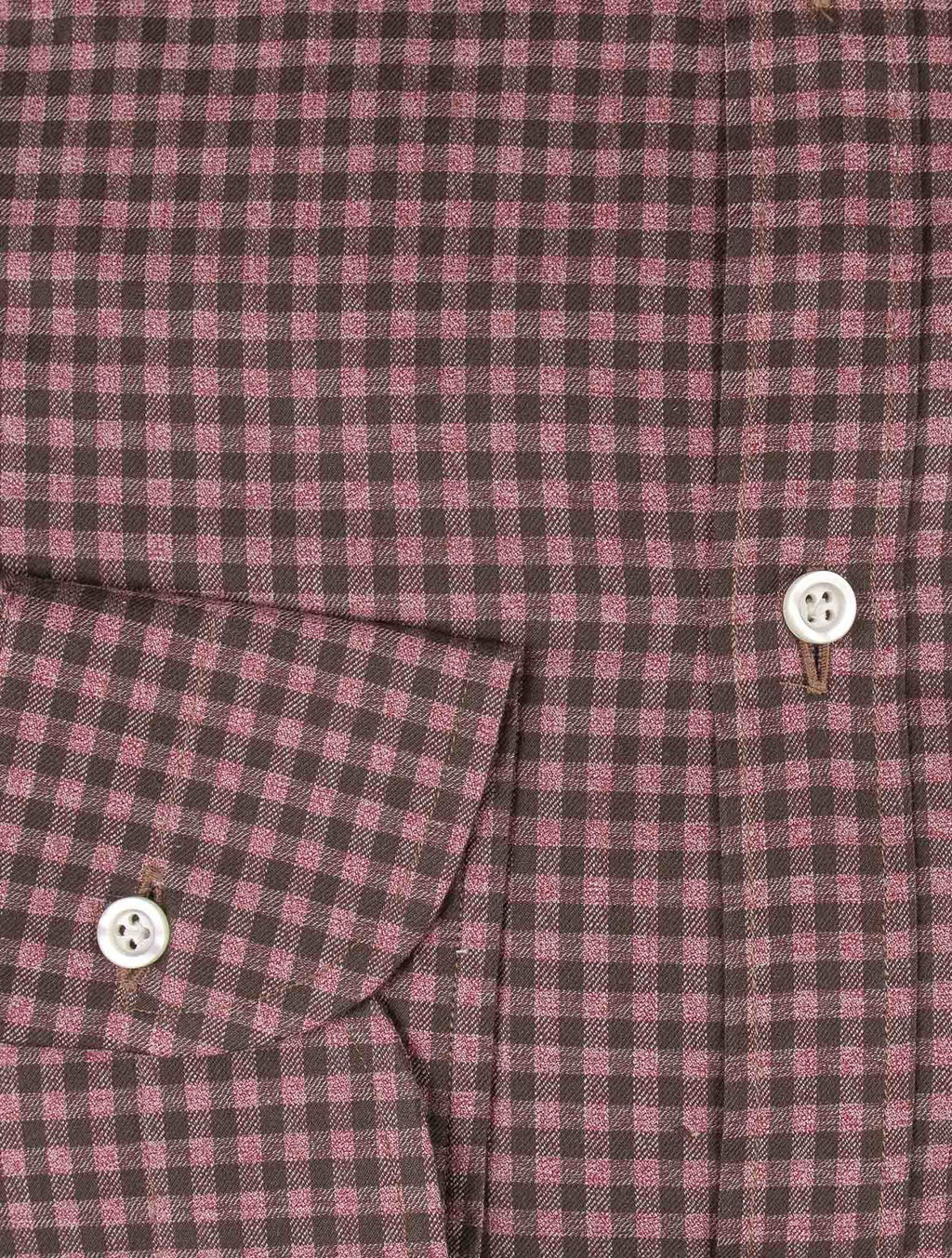 Isaia Brown Purple Cotton Shirt