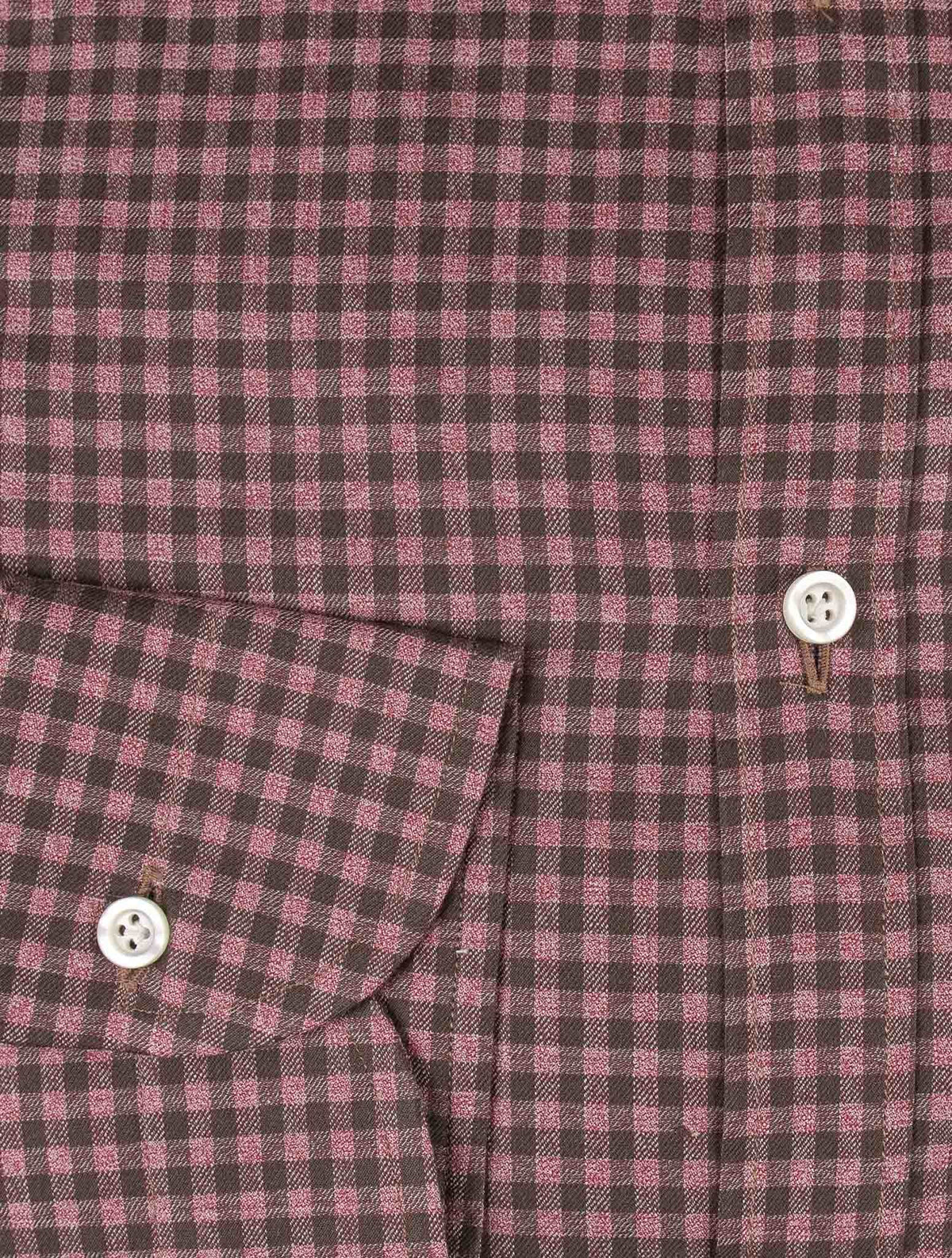 Isaia Brown Purple Cotton Shirt