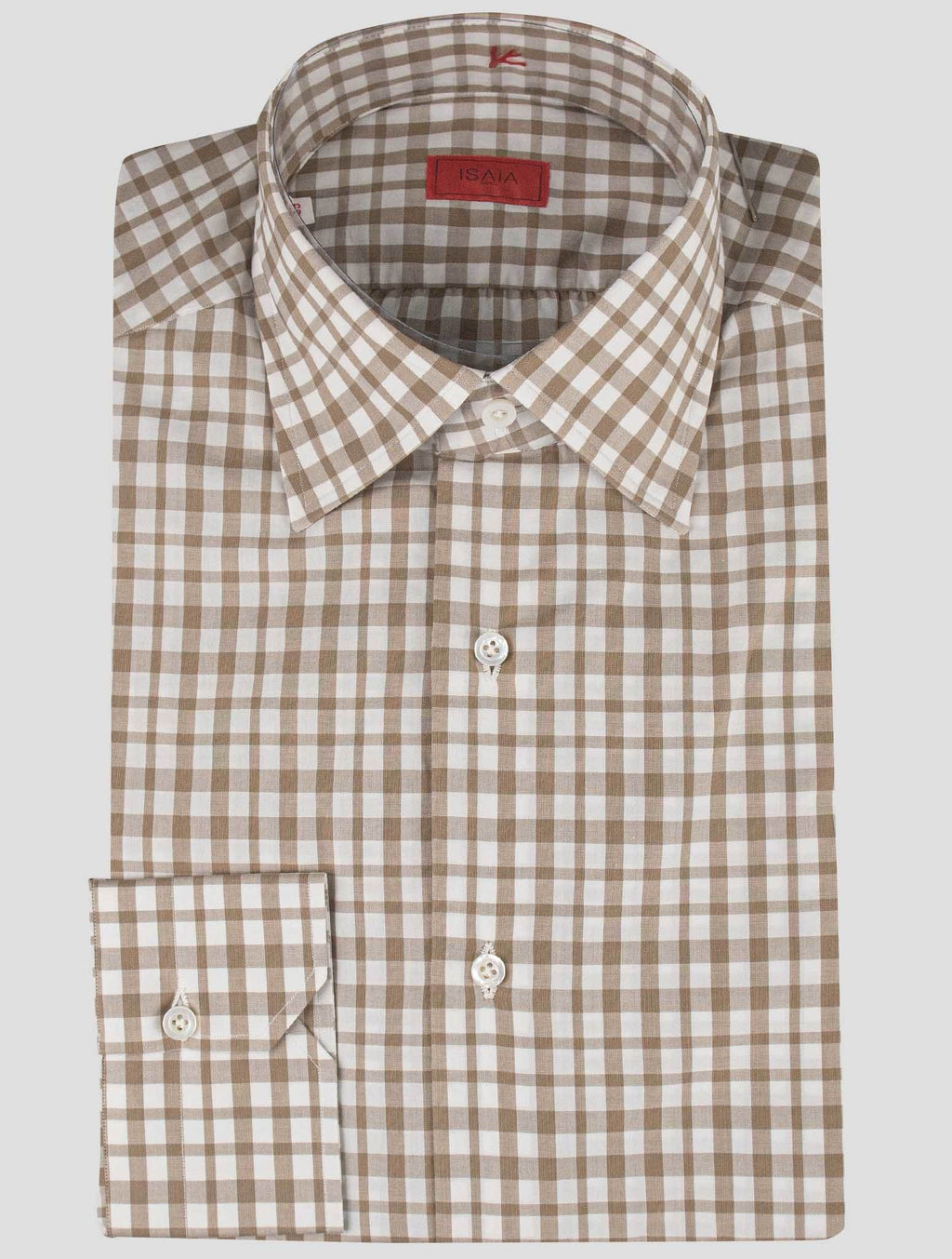 Isaia Isaia Brown White Cotton Shirt Brown / White 000