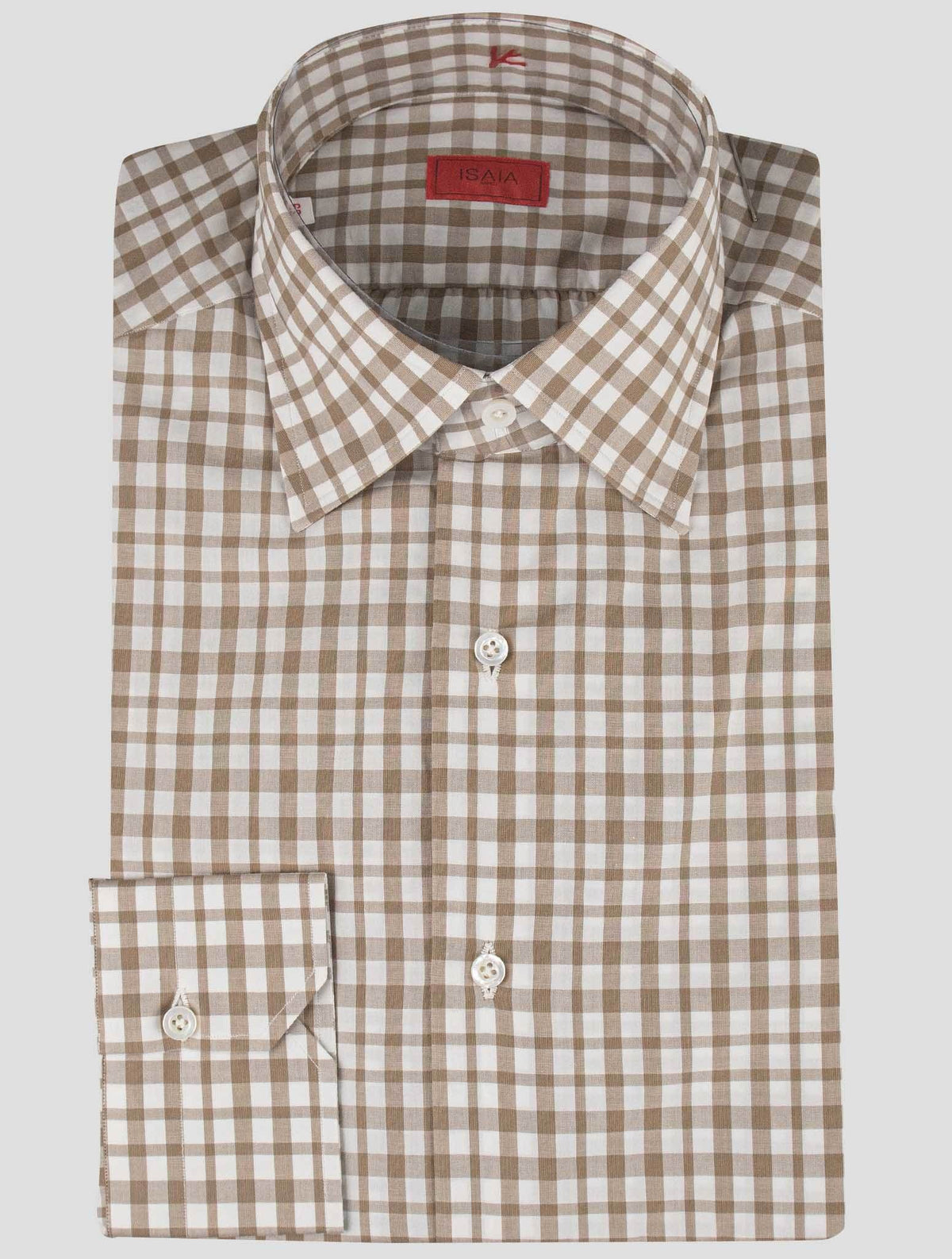 Isaia Isaia Brown White Cotton Shirt Brown / White 000