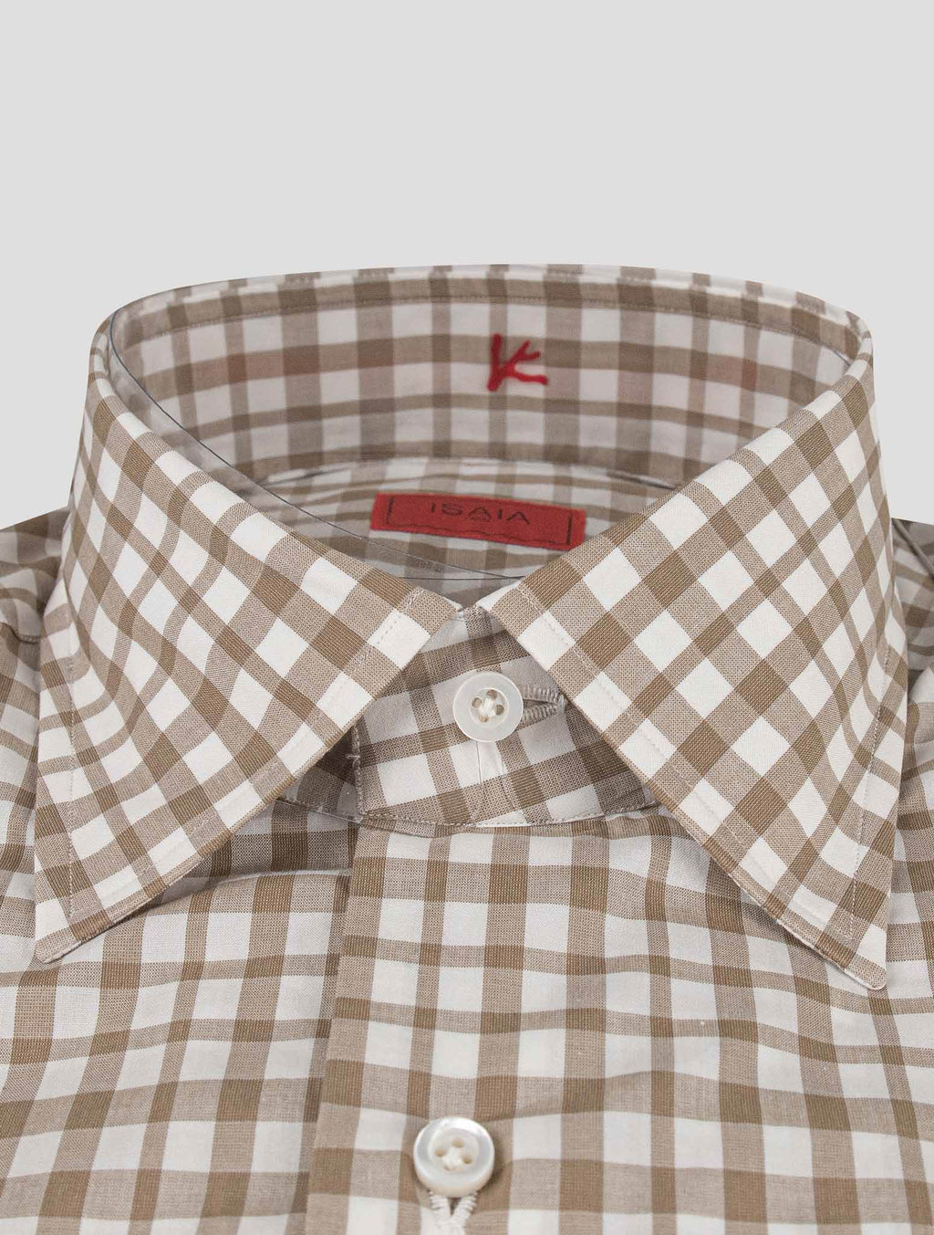 Isaia Isaia Brown White Cotton Shirt Brown / White 001