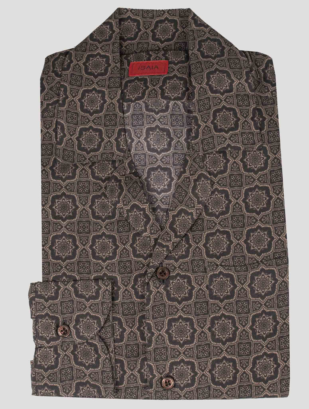 Isaia Brown Silk Shirt