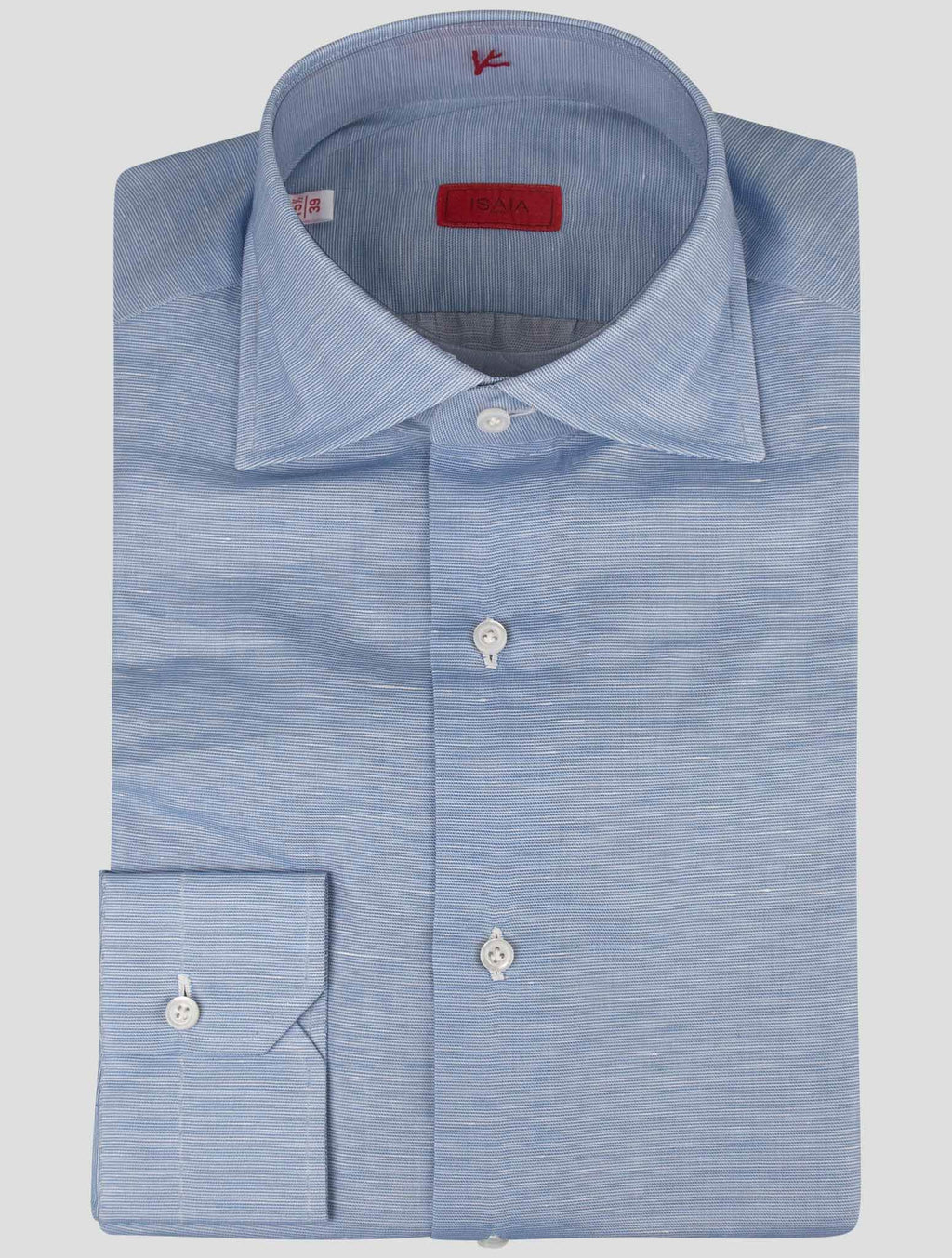 Isaia Blue Cotton Linen Shirt