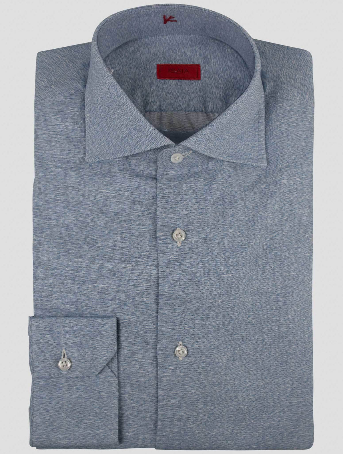 Isaia Light Blue Cotton Silk Shirt