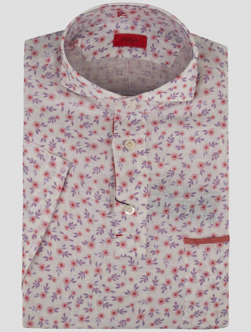 Isaia White Linen Polo