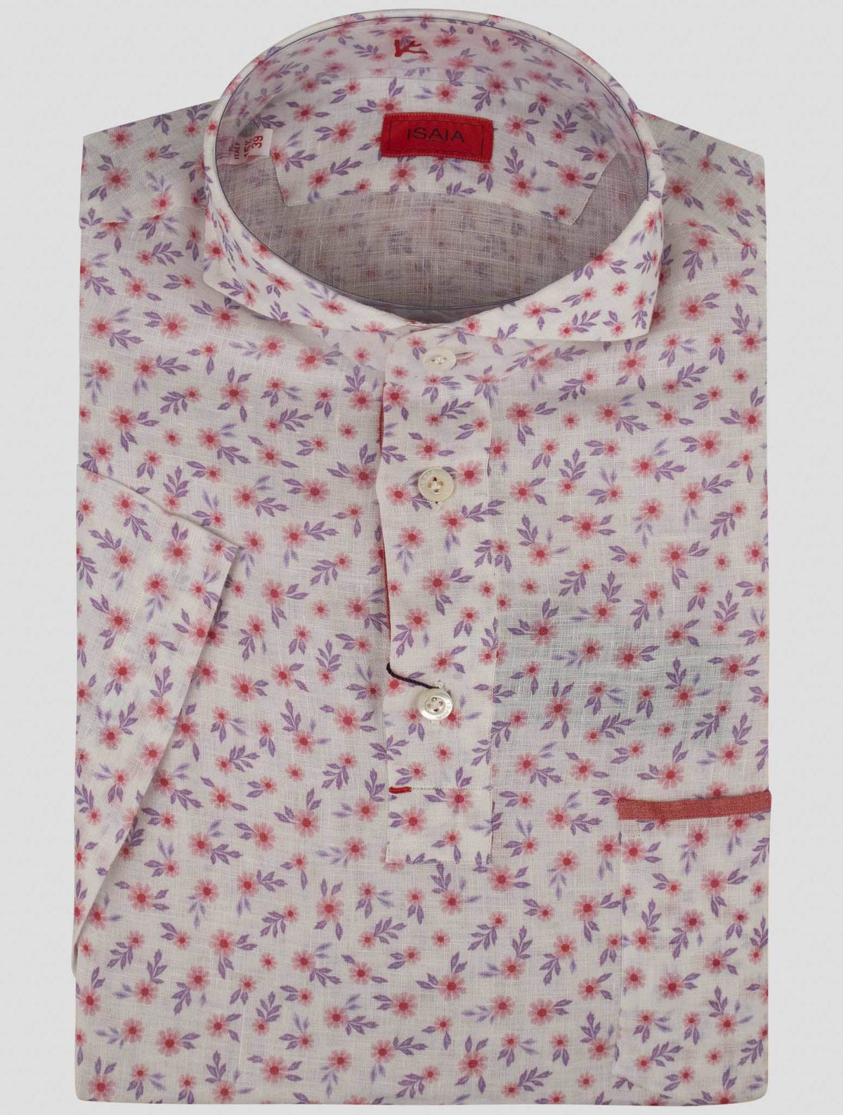 Isaia White Linen Polo