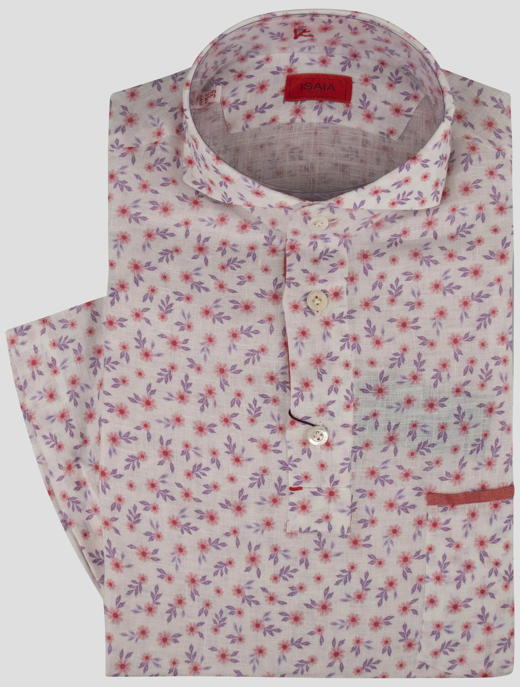 Isaia White Linen Polo