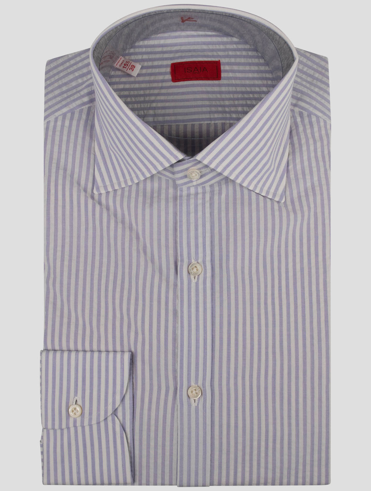 Isaia Isaia Purple White Cotton Shirt Purple / White 000