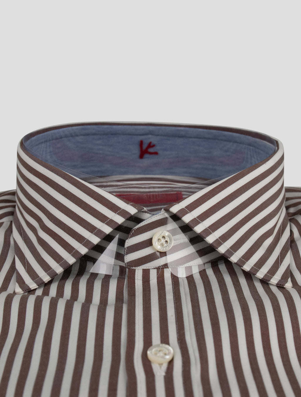 Isaia Isaia Brown White Cotton Shirt Brown / White 001