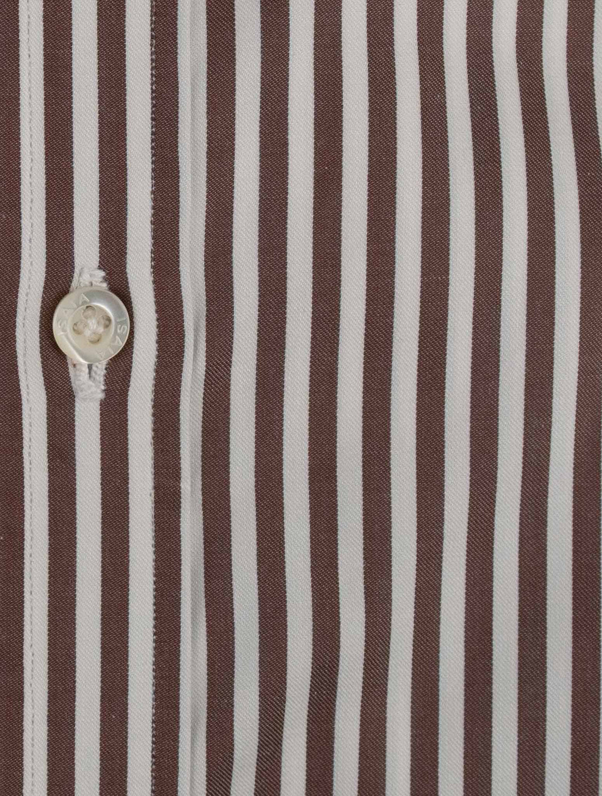 Isaia Brown White Cotton Shirt