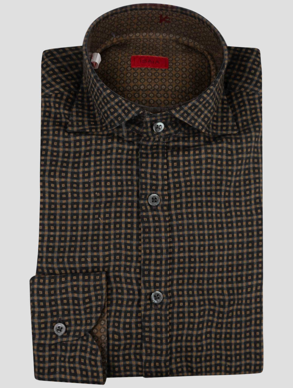 Isaia Brown Cotton Shirt