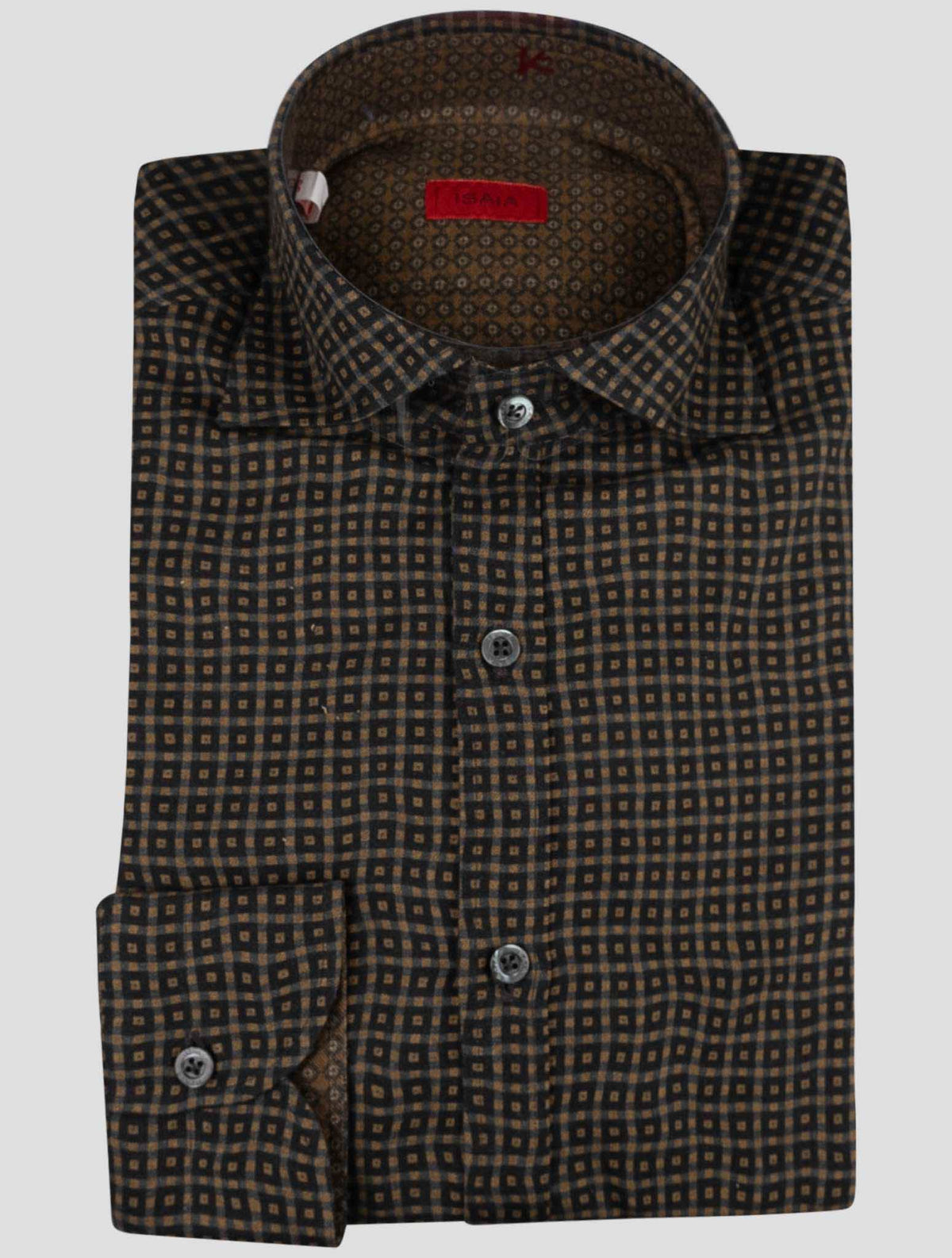 Isaia Brown Cotton Shirt