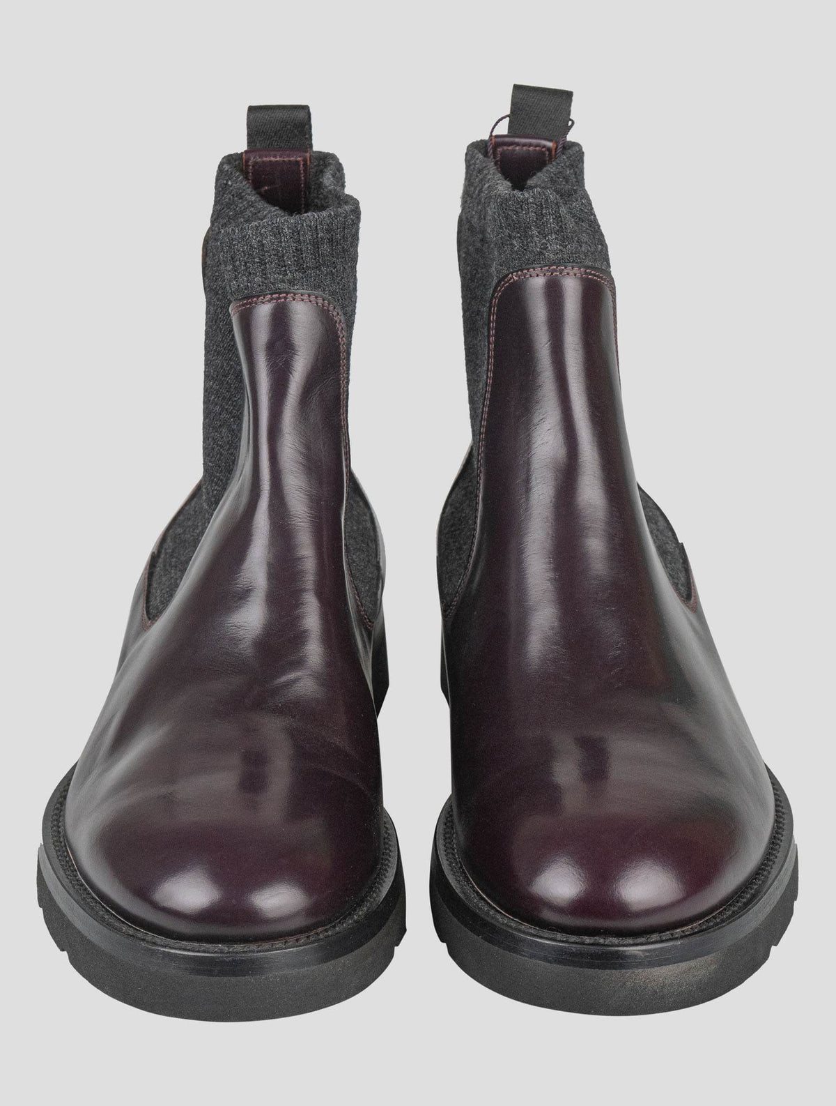 Isaia Isaia Burgundy Leather Boots Shoes Burgundy 001