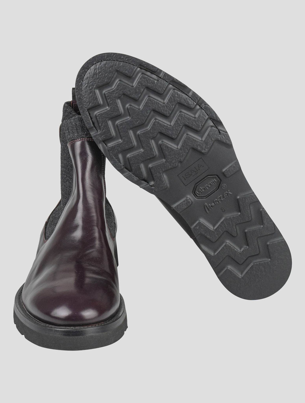 Isaia Burgundy Leather Boots Shoes