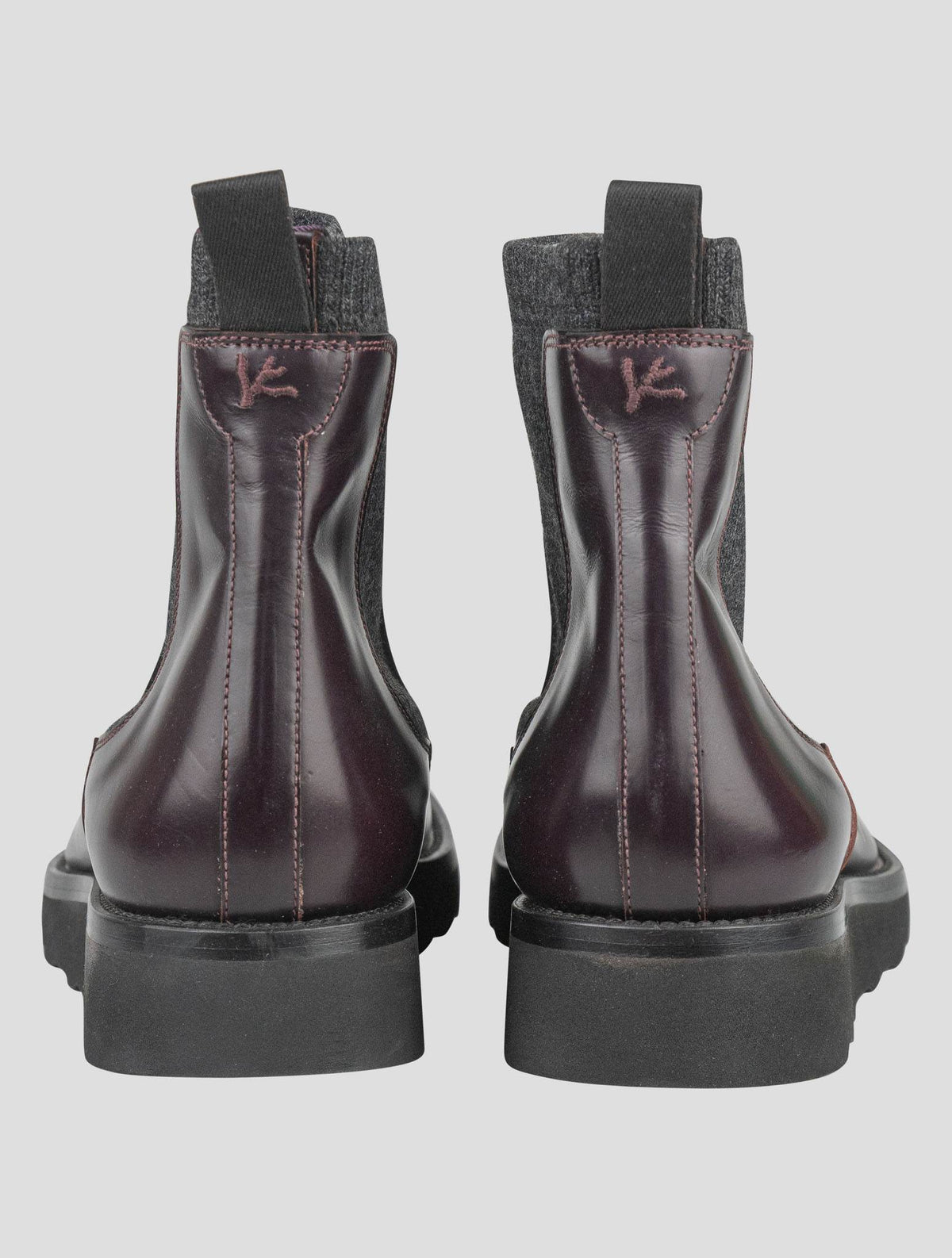 Isaia Burgundy Leather Boots Shoes