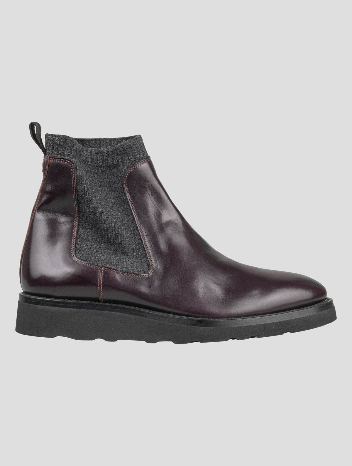 Isaia Burgundy Leather Boots Shoes