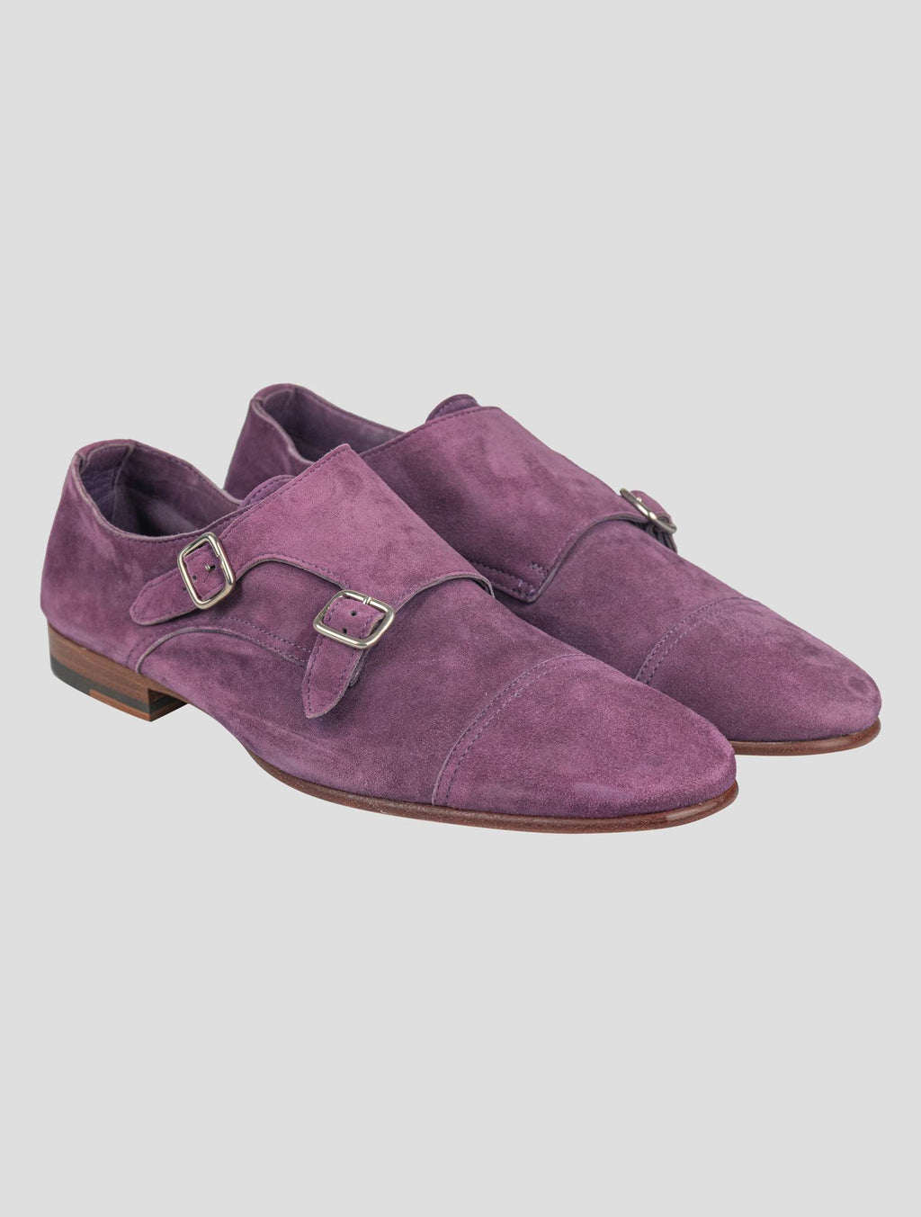 Isaia Isaia Purple Leather Suede Loafers Shoes Purple 000