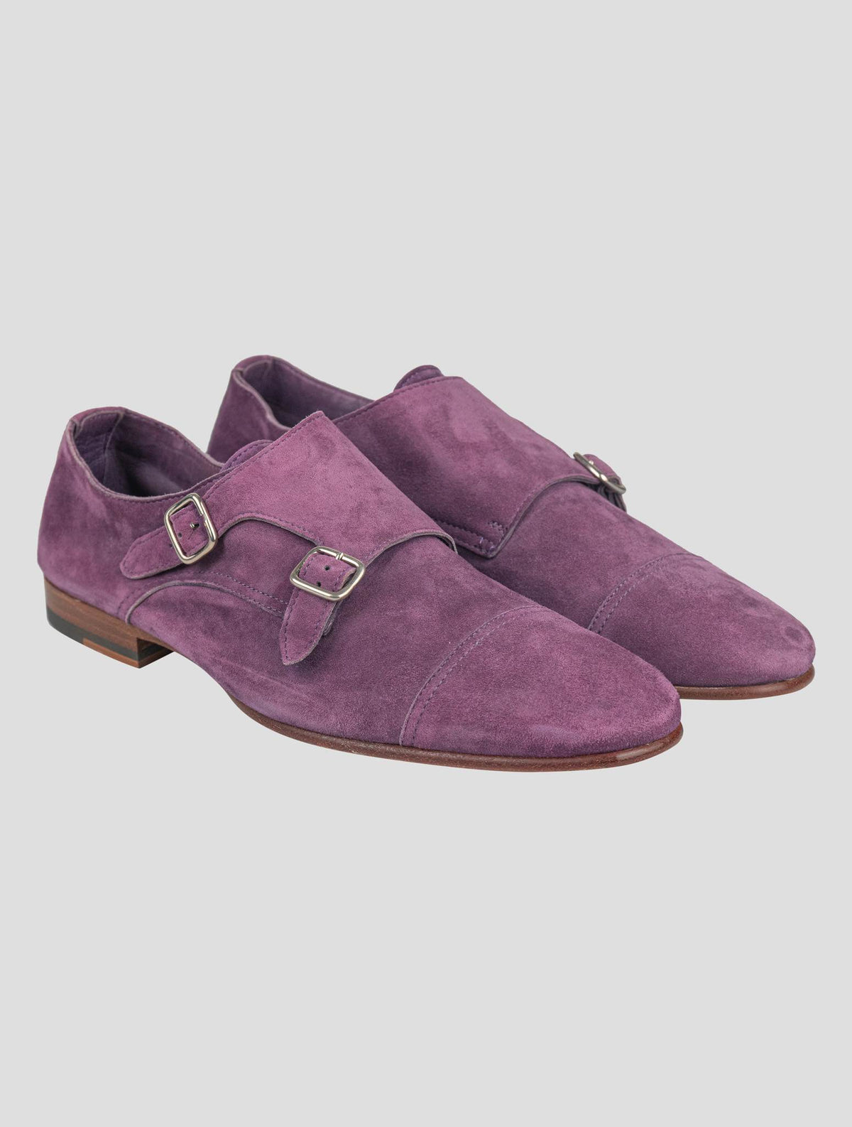 Isaia Isaia Purple Leather Suede Loafers Shoes Purple 000
