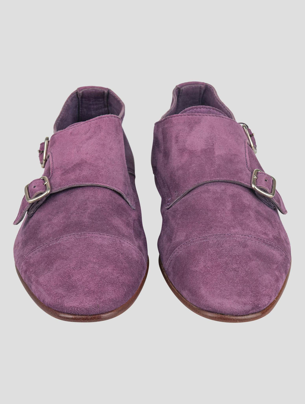 Isaia Isaia Purple Leather Suede Loafers Shoes Purple 001