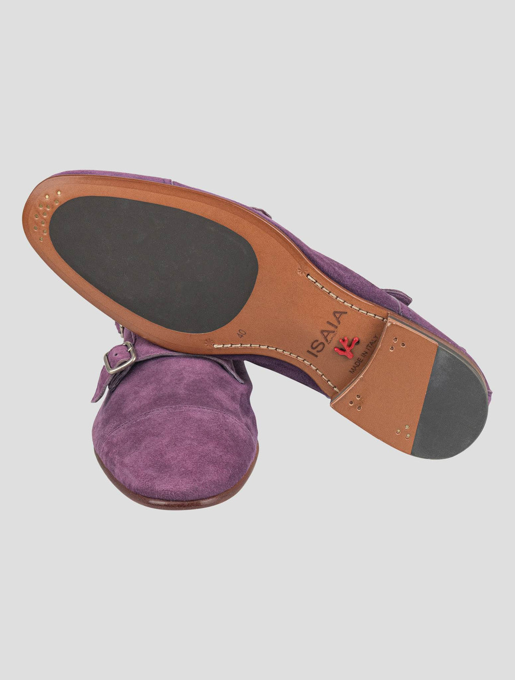 Isaia Purple Leather Suede Loafers Shoes