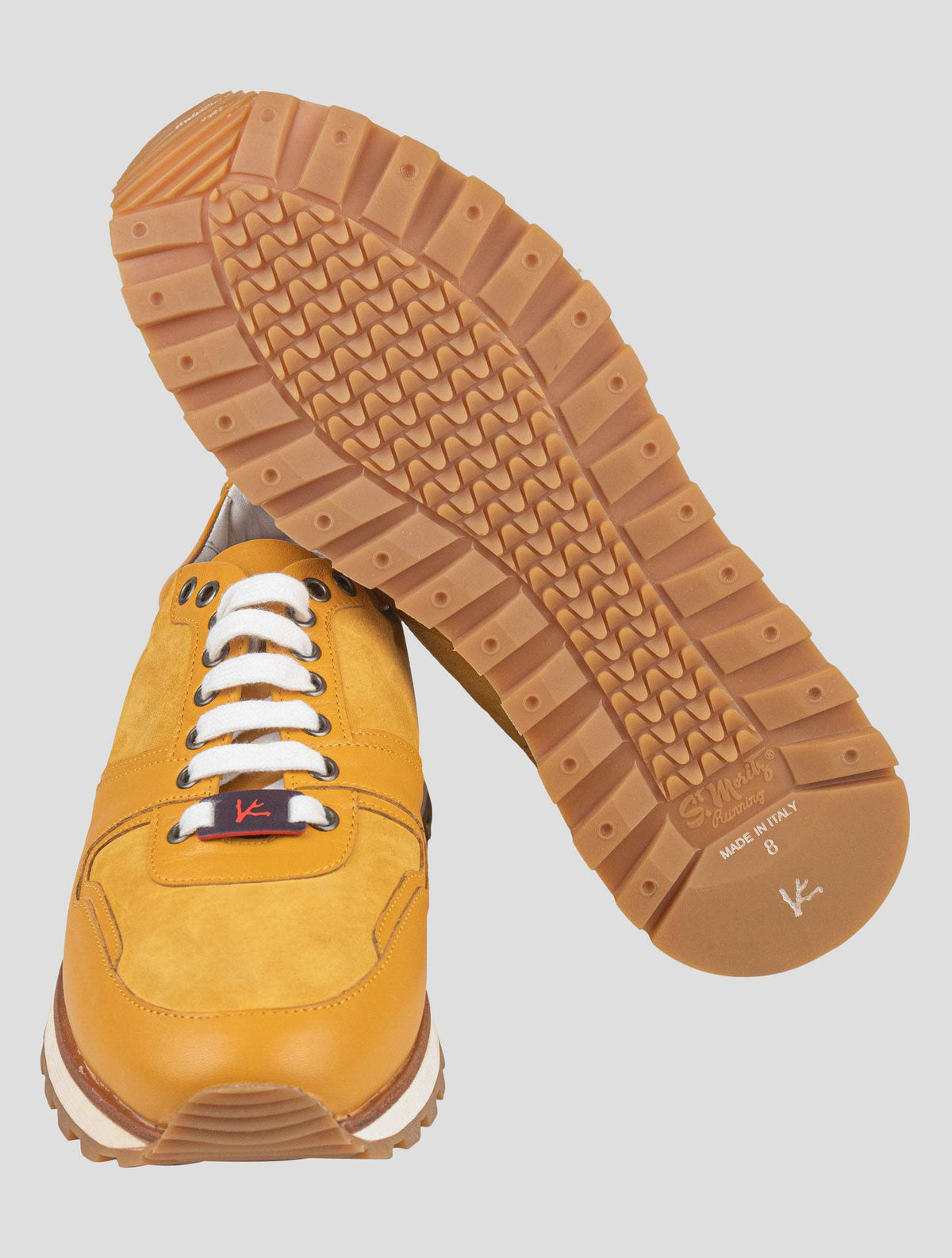Isaia Yellow Leather Suede Leather Sneakers Shoes