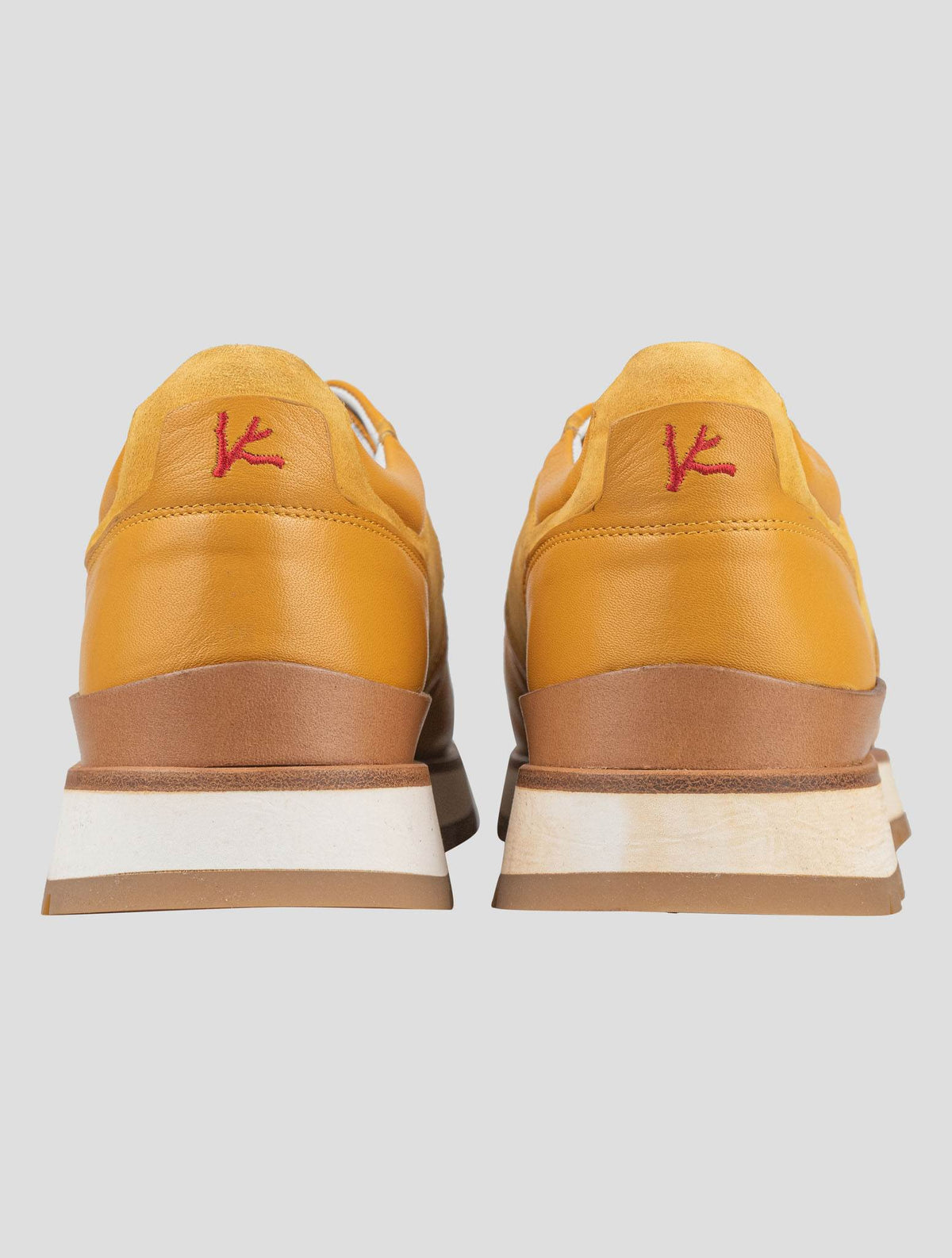 Isaia Yellow Leather Suede Leather Sneakers Shoes
