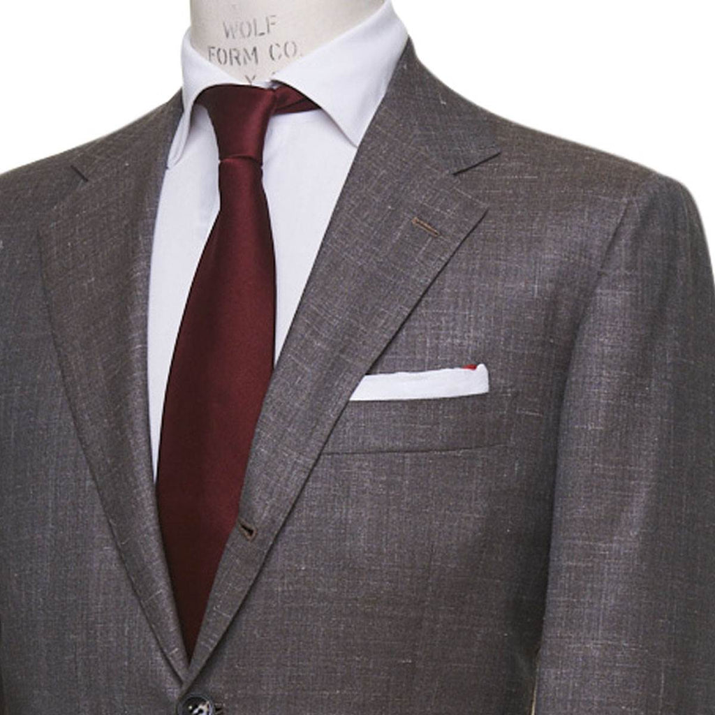 KITON Gray Wool Silk Linen Suit